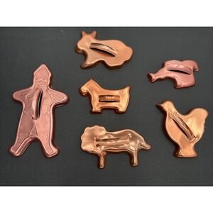 Vintage Lot Of 6 Copper Color Aluminum‎ Cookie Cutters